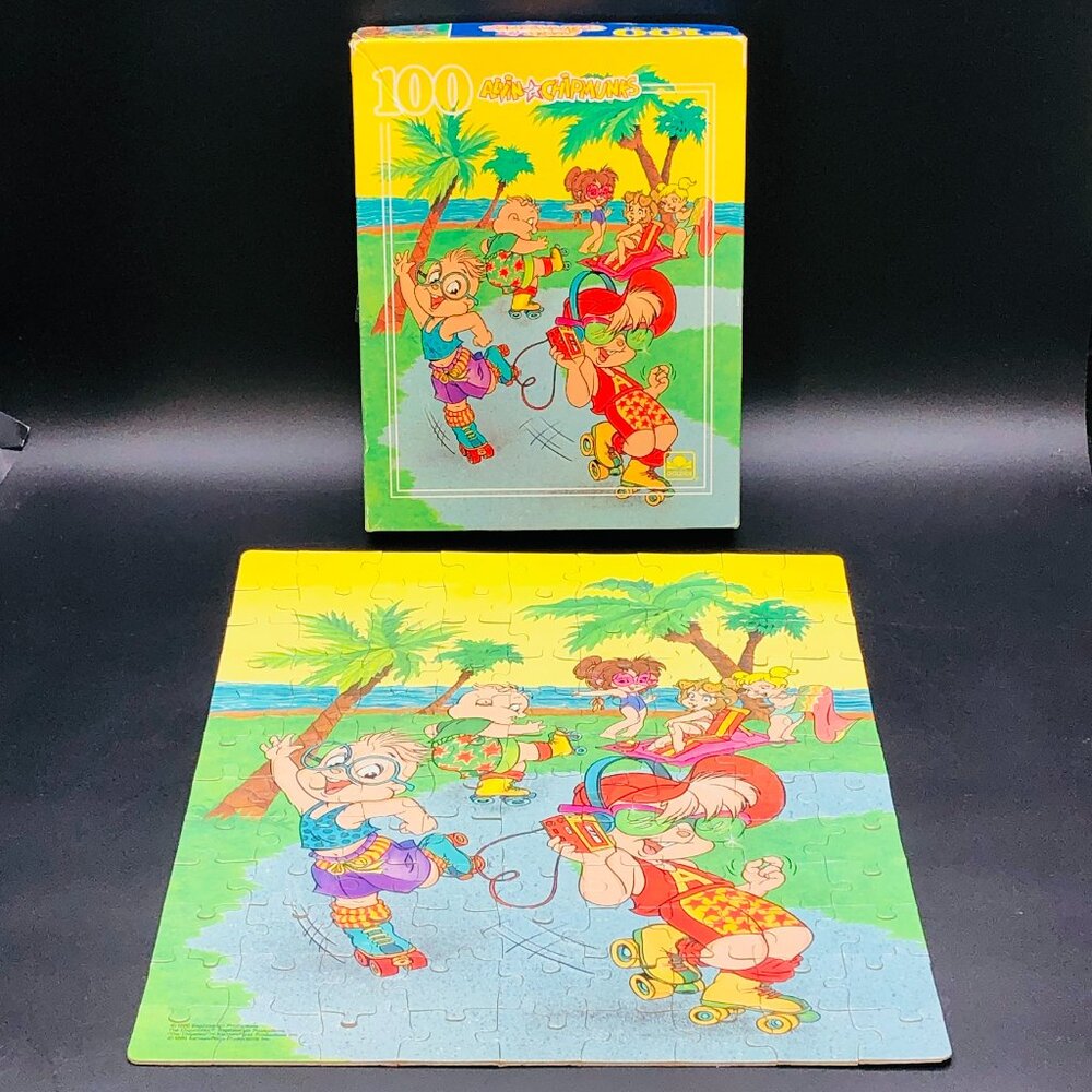 Vintage 1990 Alvin and The Chipmunks at the Beach 100 pcs Jigsaw Puzzle COMPLETE